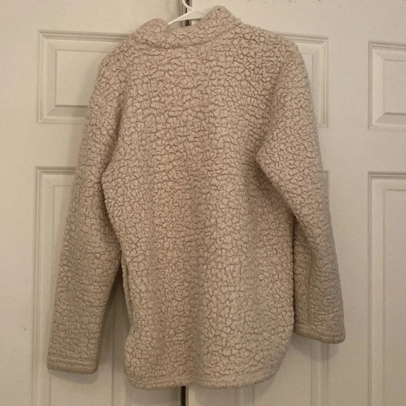 Love Tree plush Sherpa pullover size medium cream quarter zip - Picture 3 of 6